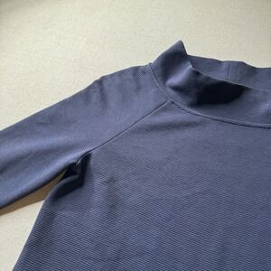 Boden Ellen Ottoman Ribbed Front Mock Neck Pockets Blue Shift Sheath Dress 6R